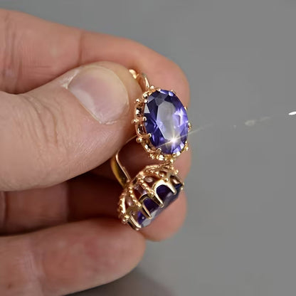 Gold Amethyst Crown Earrings