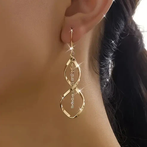 Dangling Spiral Gold Earrings