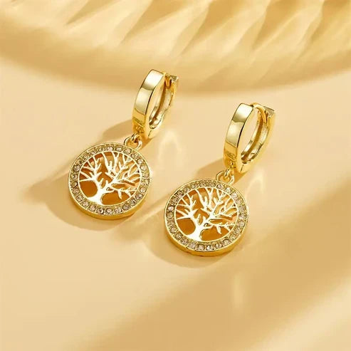 Tree of Life Golden Bright Earrings