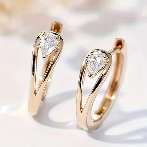 Zirconia Golden Drop Earrings
