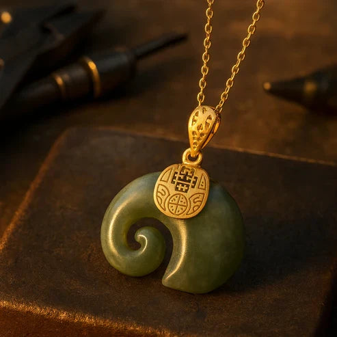 Hetian Jade Elephant Pendant Necklace