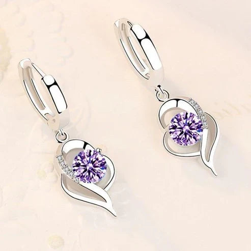 Silver and Zirconia Inlaid Floral Earrings
